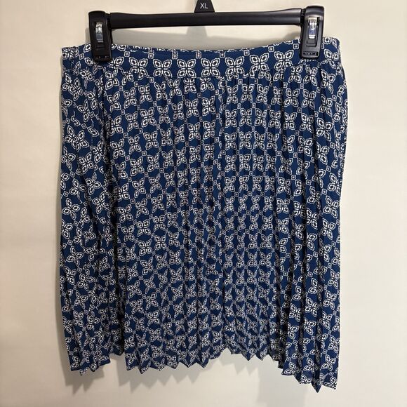 J. Crew Factory New Navy White Print Pleated Mini Skirt Preppy Feminine Size 12 - Picture 8 of 12